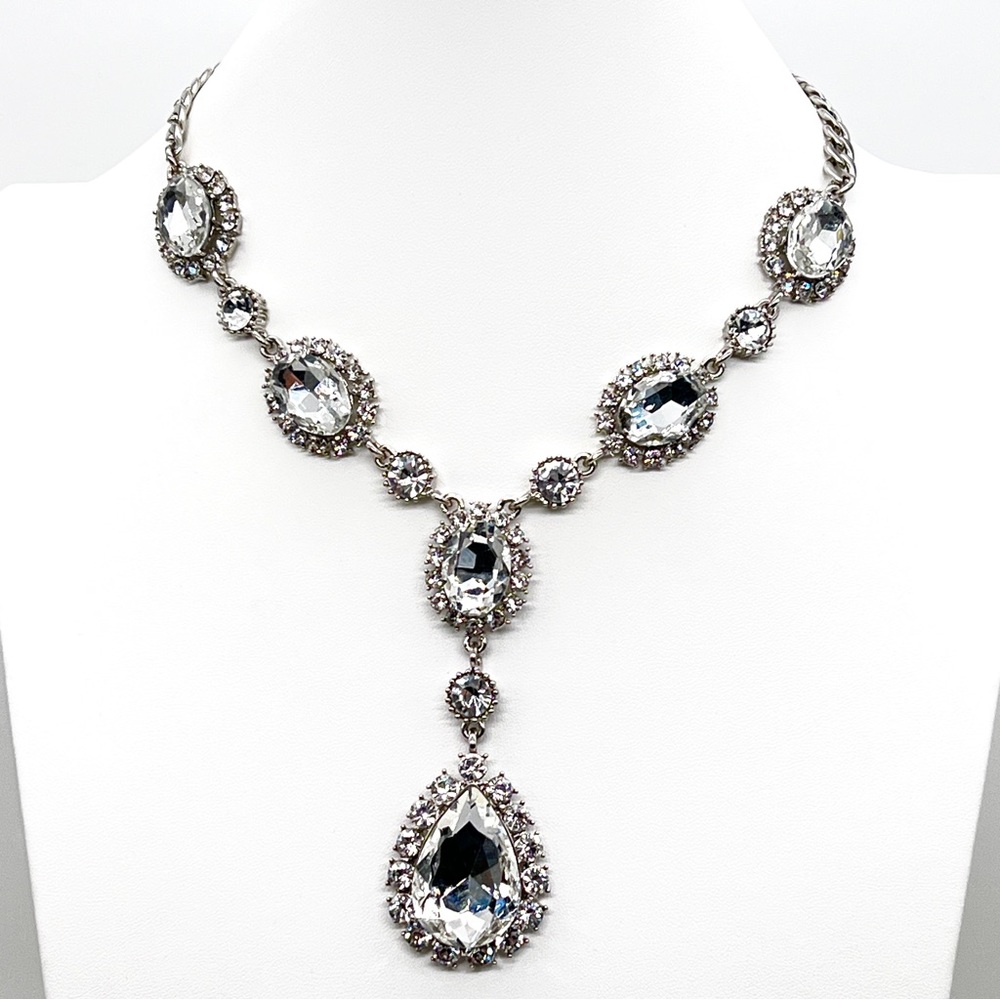 Clear Austrian Crystal Rhinestone Statement Neckl… - image 3